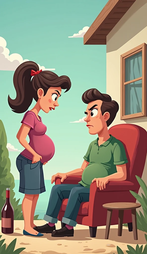 a man and a woman arguing, The woman is pregnant