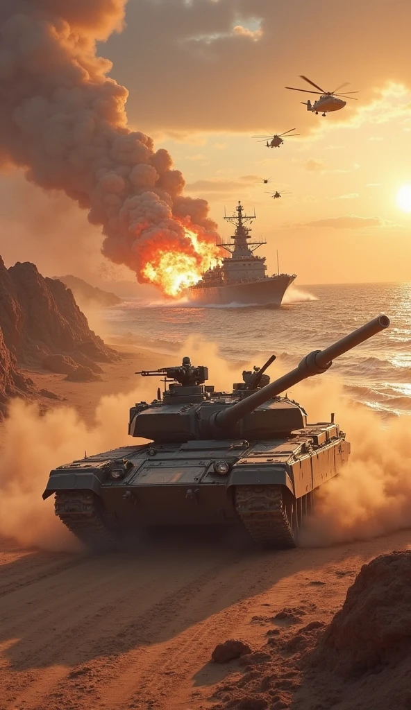 create war images of Ukraine vs Russia, soldiers, bomb, speedboat, flames, missiles, car, war tanks, high quality images, 8k, ultra realistic details, 3d style.