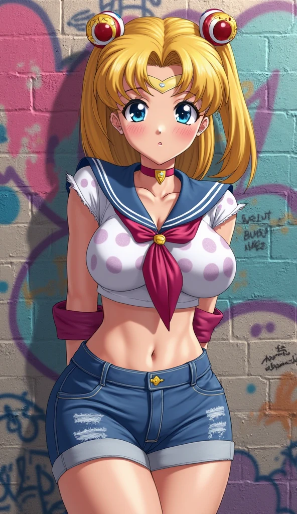 One High School Girl、Glossy sailor suit、School bag、pleatedskirt、Five Fingers、Colossal breasts on the verge of bursting、Cool poses、Fitness Model、abdominals、Long legs、Cool smile、poneyTail、skin tanned、glistning skin、full-body view、publicity cosplay、full-cosplay