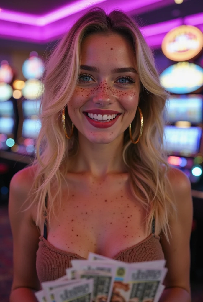 piperperri ((wide angle))nude ((movie poster)), ((Wear casual grunge clothes)) ((at an arcade)), ((looking to the camera)), big smile, detailed, detailed pretty face, sharp focus, (detailed and intricate), Leica 35mm F2.8, Fuji Superia Reala 100,