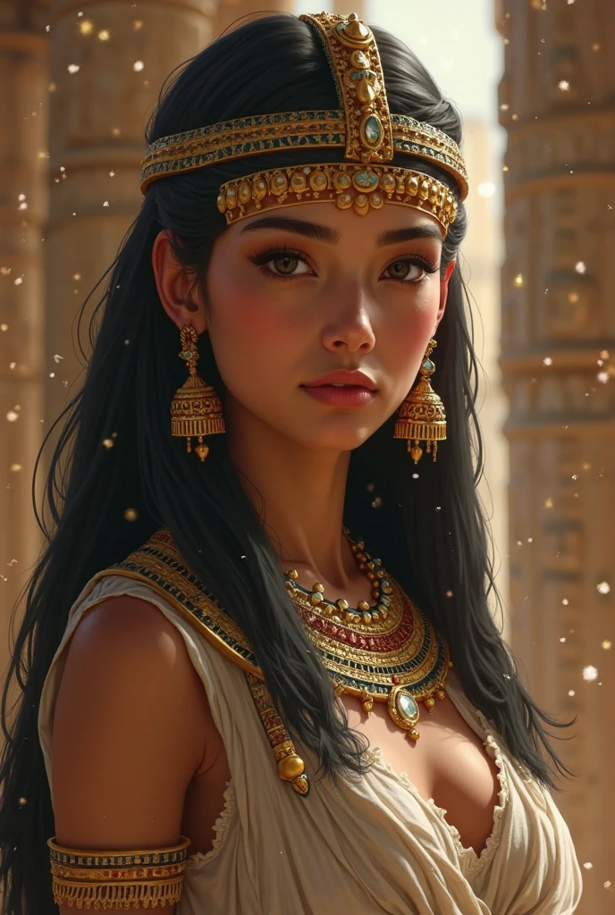 A young and beautiful queen of ancient Egypt, whole body