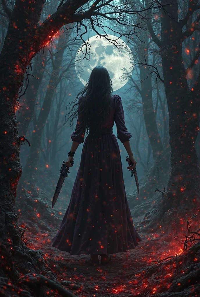 red, cosmic, scythe, semblant of a girl, galaxy, red colors, dark colors, horror, terror, horror, only red and black colors, horror thematic, dark, terrify