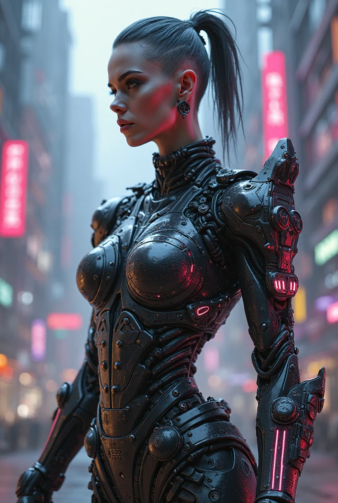 made out of metal, cyborg, cyberpunk style, ((intricate details)), hdr, ((intricate details, hyperdetailed)), cinematic shot, vignette