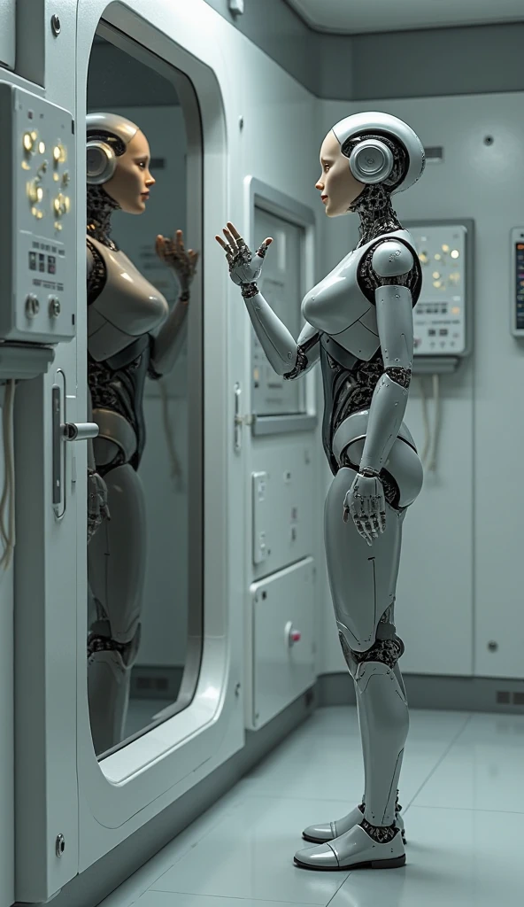 A Jedi girl is attacked by a robot while she was showering.