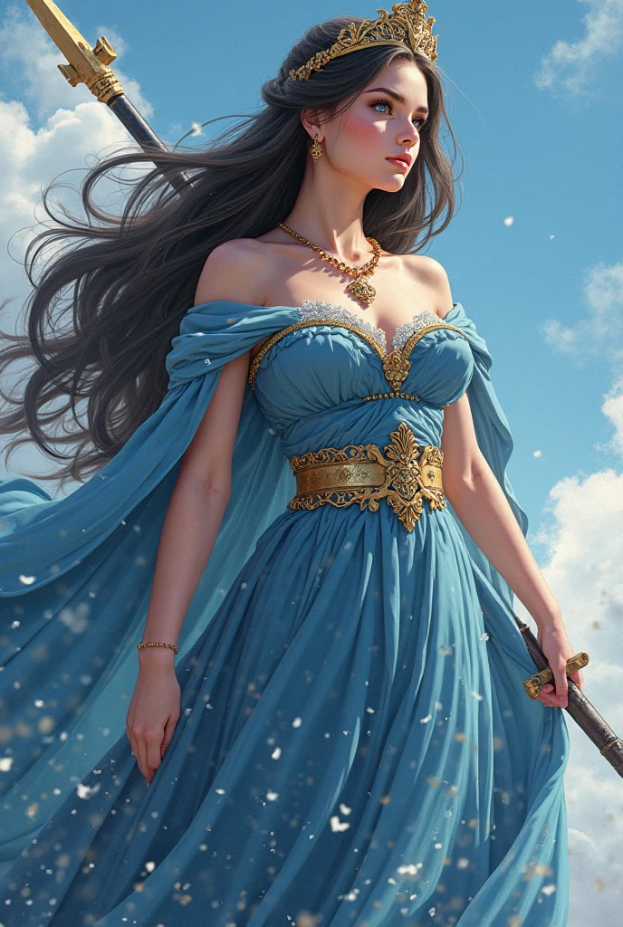 A very beautiful young woman stands in the water of a river and shouts with joy with her hands raised...... (Good Composition) (obra de arte) (Arte expresivo). (((Pechos masivos gigantes)))