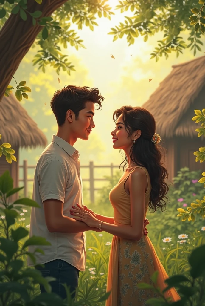 A boy and a girl are kissing in a sugarcane field indian picture