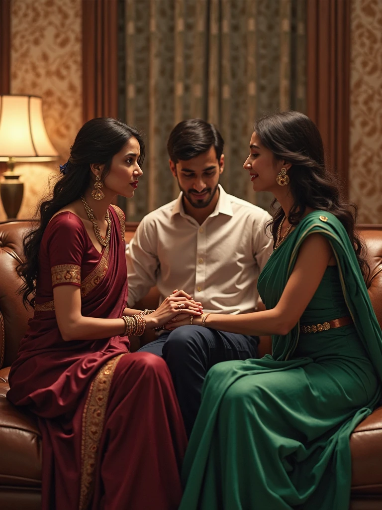 Riya looked at Arjun and sat close to him. She picked up a glass and took a sip of wine.