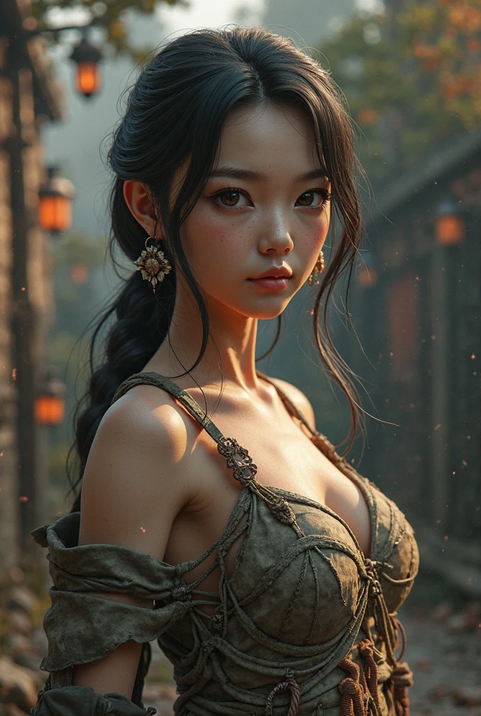 Make naked muscled female samurai and use k-pop idol winter face
Take off her bottom
Show me front
Make her much muscular
Take off her bra and maker her wider shoulders and bigger bosom