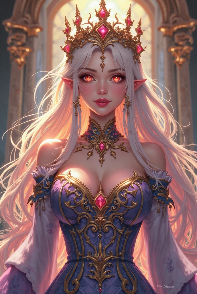 pnkdamond, pink hair, pink eyes, Long hair, stomach gem, pink skin, toned,
puffy short sleeves, elbow gloves , white thighs, Puffy dress,
standing, Upper part of the body,
outer space,
(incredibly detailed, beautiful detailed face,beautiful detailed eyes, masterpiece, Best Quality) cinematic lighting, smile,