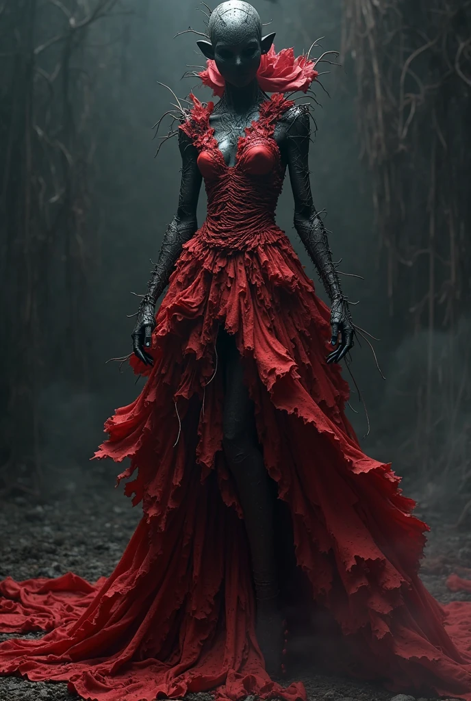 photo RAW, (Black and red : photo of a girl standing in the forest, there's blood raining, blood on the dress and her face, shiny aura, highly detailed, black prada vogue style dress, biomechanical details, red spider lilies all around, intricate motifs, organic tracery, by Android jones, Januz Miralles, Hikari Shimoda, glowing stardust by W. Zelmer, perfect composition, smooth, sharp focus, sparkling particles, lively dark forest background Realistic, realism, hd, 35mm photograph, 8k), masterpiece, award winning photography, natural light, perfect composition, high detail, hyper realistic cinematic photo art RAW candid photo of (a beautiful girl standing straight in the forest all bloody, (blood dripping on her face), detailed blood, holographic color, waterdrops, divine ( girl:0.3, dark brown hair:0.5 biomorph), emotionless expression, dark brown eyes, looking at the camera, biomechanical details,, natural lighting, style of h. r. giger, (sharp focus, hyper detailed, highly intricate), . Extremely high-resolution details, photographic, realism pushed to extreme, fine texture, incredibly lifelike,35mm photograph, film, bokeh, professional, 4k, highly detailed
