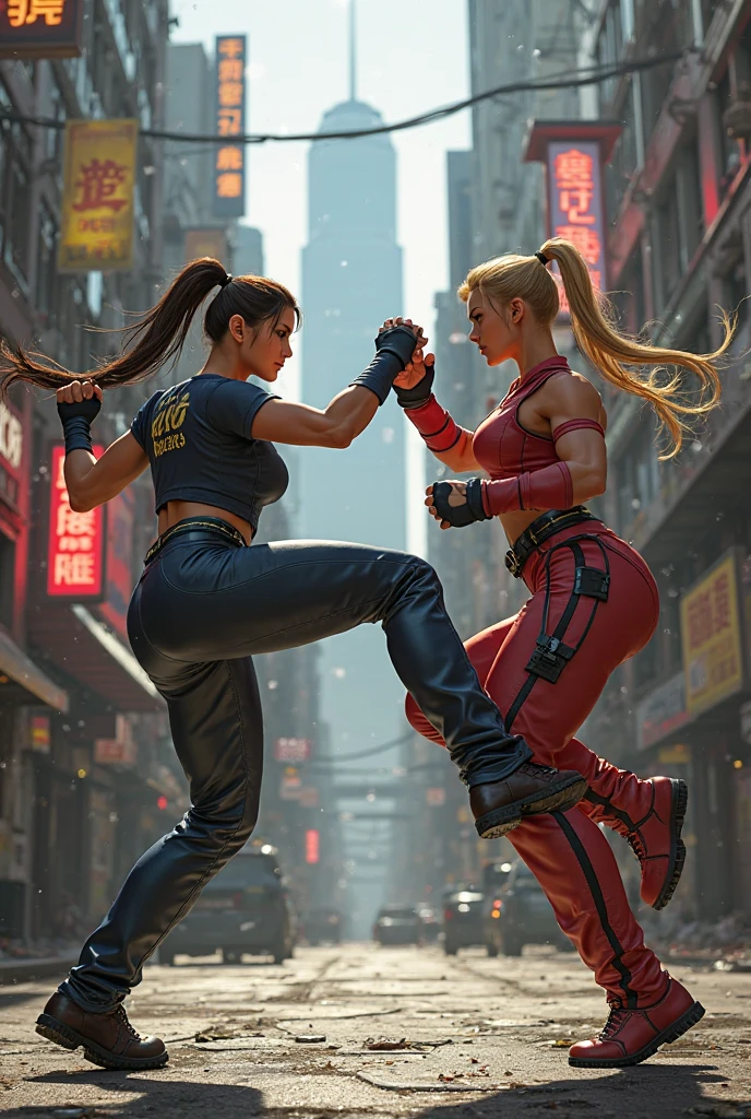 Famous game Street Fighter's female character fight.