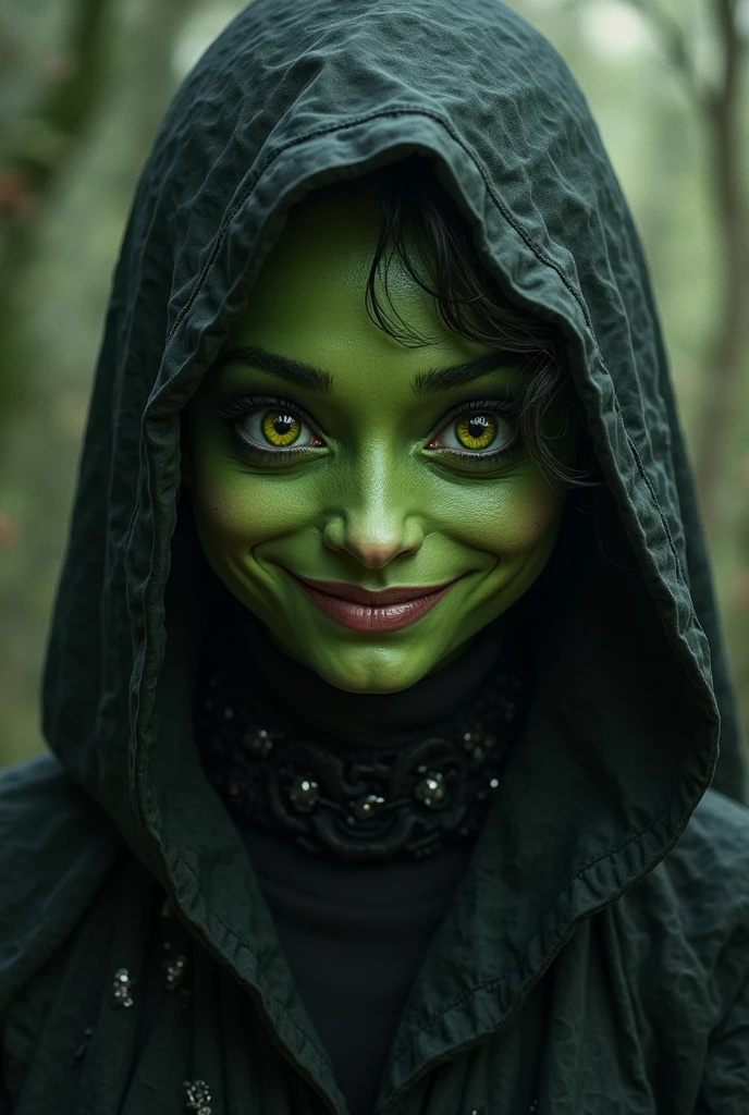 create a plump look, ugly, evil swamp witch. The portrait should have an intimidating expression, with a smile. The art style should be reminiscent of Guild Wars 2 concept art.., especially in the digital brushstrokes of Jeremy Mann and Ruan Jia... The image should have intricate and voluminous lighting.., achieved using ray tracing techniques. Please, Make sure, that the image is a masterpiece., with the best quality and high resolution (Specifically, 8 K). It must have ultra detail, focusing on both macro, and on small details. The image must also include volumetric light., create a mysterious atmosphere., as well as realistic reflections on surfaces. Он должен иметь невероятные кинематографические эффекты и быть в FORMATе UHD.. (ultra high resolution) FORMAT.