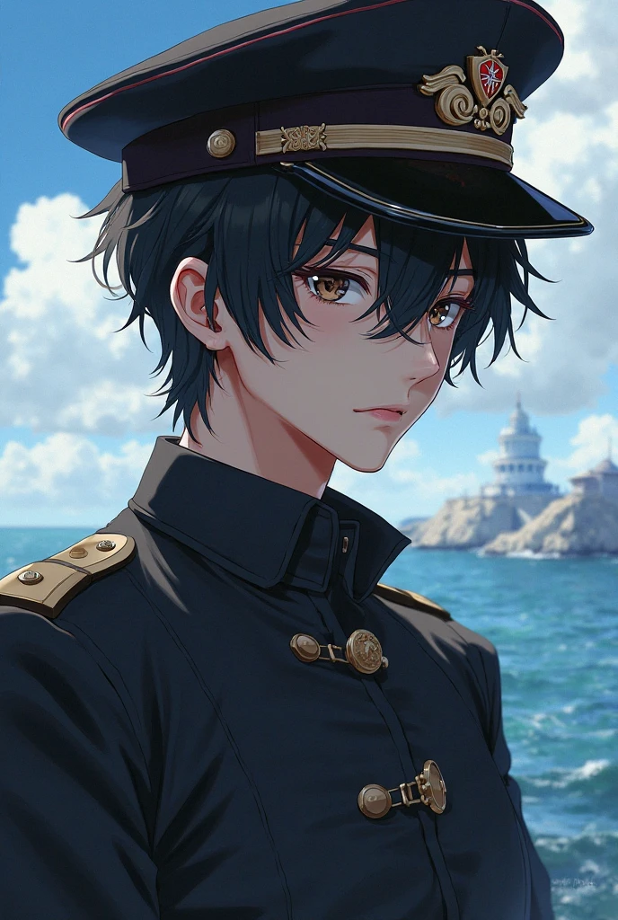 The boy leaned against the railing by the balcony,The sun shines on the side of his face,There is a warm feeling,Differential crushing cap