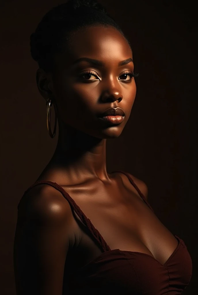 Half naked sexy woman, DARK SKIN AND BACK AND HAIR COLLECTED