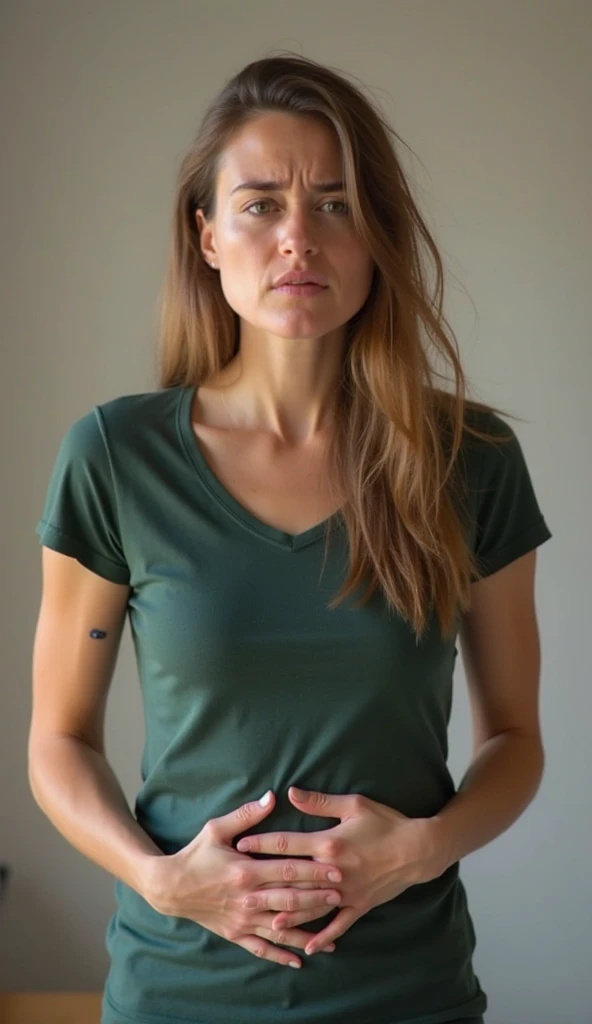 naked body, I was full, 1 girl, aquamarine eyes, baseball cap, by rubio, Closed mouth, earrings, green background, has, hoop earrings, jewelry, looking at the viewer, shirt, short hair, simple background, Alone, Upper part of the body, yellow shirt