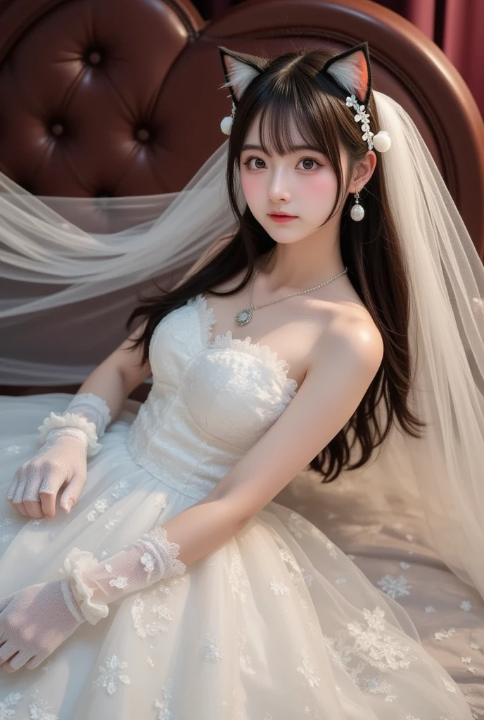 Angelic Very beautiful cute girl,
15 yo,
Beautiful detailed eyes,
Detailed double eyelids,
(Large eyes:1.4),
Long straight brown hair,
see-through bangs,
Sharp Focus,
small straight nose,
beautiful detailed face and eyes,
drooping eyes,
(Soft Saturation: 1.3),
(Fair skin: 1.2),
BREAK (hyper gorgeous and very beautiful shiny pure white wedding dress :1.5),(designer brand wacky beautiful dress:1.3),
Costume lighting,(body shot:1.2),standing ,church ,very beautiful stained glass window ,
Costume lighting,(clear-eyed:1.3)