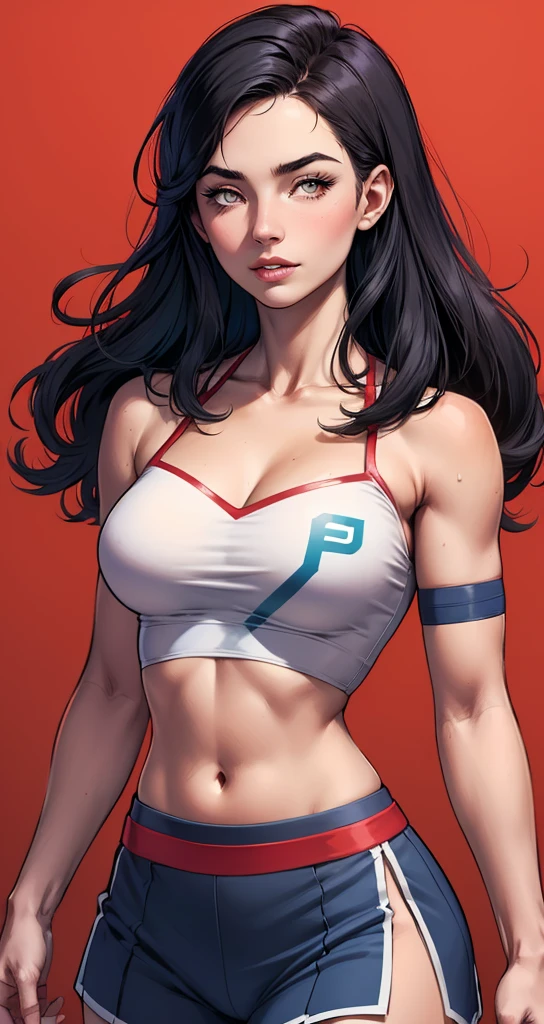 ((ultra quality)), ((tmasterpiece)), Beautiful demon girl, Schoolmistress, ((Black, hairlong)), there are demon horns, (Devil's Tail), Beautiful cute face, beautiful female lips, charming beauty, ((Kind expression on his face)), looks seductively at the camera with slightly closed eyes, ((Skin color: red)), Body glare, ((detailed beautiful female eyes)), (sharp ears), ((big red eyes)), beautiful female hands, ((perfect female figure)), ideal female body shapes, Beautiful waist, nice feet, big thighs, Beautiful butt, ((Subtle and beautiful)), seductively worth it, (closeup face), ((Teacher's clothes, She is dressed in a white shirt, blackskirt, black stockings,)) background: at the blackboard, ((Depth of field)), ((high quality clear image)), ((crisp details)), ((higly detailed)), Realistic, Professional Photo Session, ((Clear Focus)), the anime