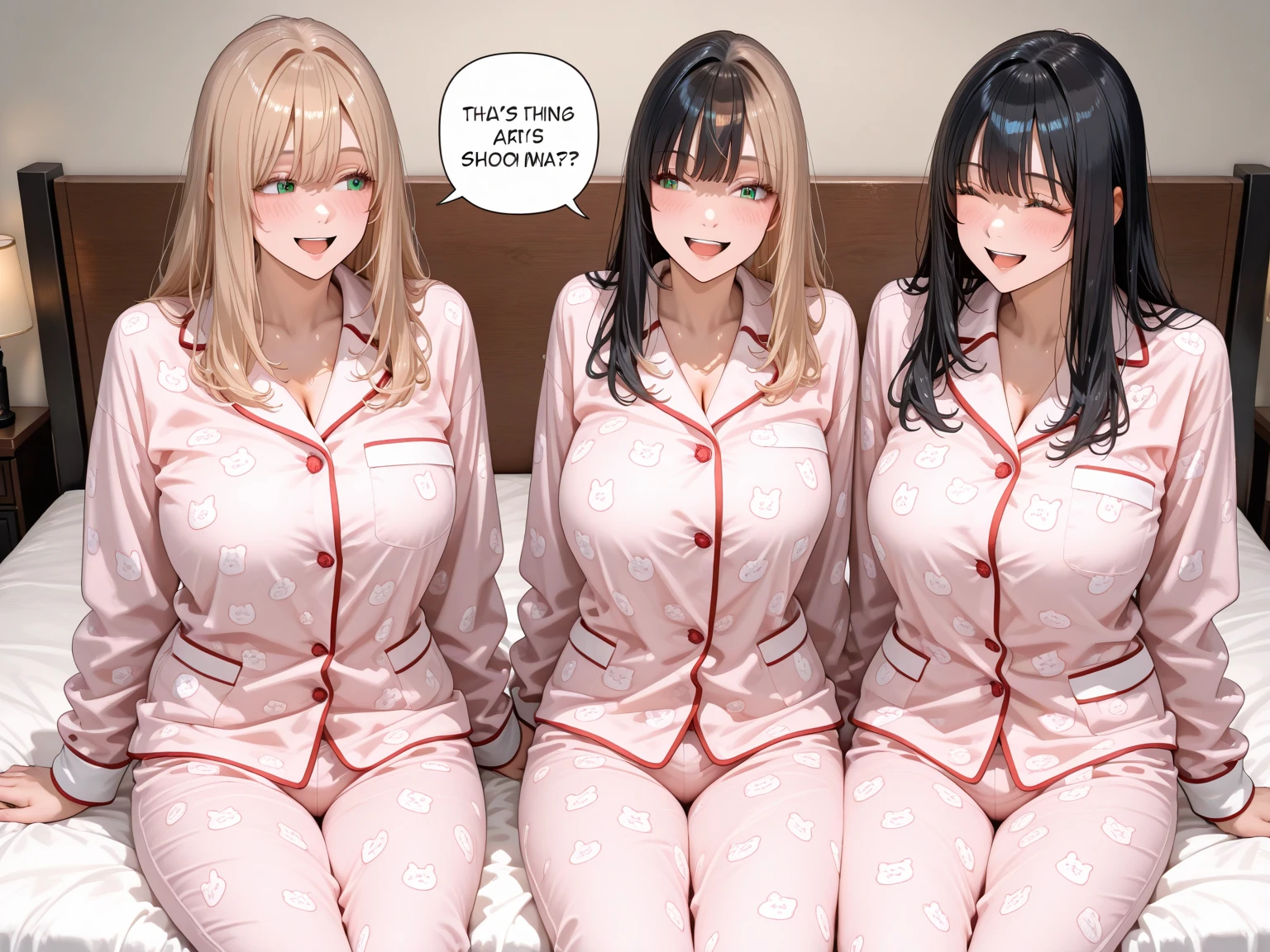 （（super high quality,Ultra-high resolution,16K,super masterpiece,Ultra HD ,Detailed shading,））Dimly lit bedroom,Full body photo,Lying on the bed,３Mature women,sexy mother,Bust 85cm,Cleavage,Naked shirt,popped Tight collar White shirts,Long sleeve,Glasses,View here,blush,Ahegao,Ecstatic smile,Sweaty,A small amount of drooling,Open your legs a little,semen,Pearl Earrings,Pearl Necklace,Engagement Rings,