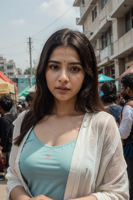 24 years old indian bengali girl who wearing light cyan color indian churidar with dupatta, kind face, beautiful light wavy hair, attractive neck, beautiful lip, beautiful-cute brown eyes, light and thin eyebrows, no makeup, wearing light chain in her neck, and smiling.skin color should be light brown and lip light pink color
Take her picture from outside
Show me her full picture (from head to her leg)
Fat body