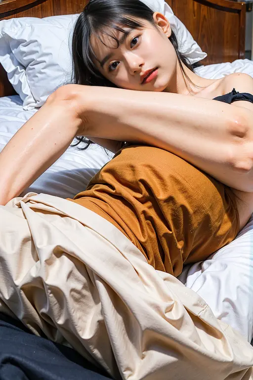 nsfw, (8K、RAW Photos、Highest quality、masterpiece:1.2)、(Realistic、Realistic)、1 Girl、smile、((bra、Panties))、((Lying on your back in bed:1.3))