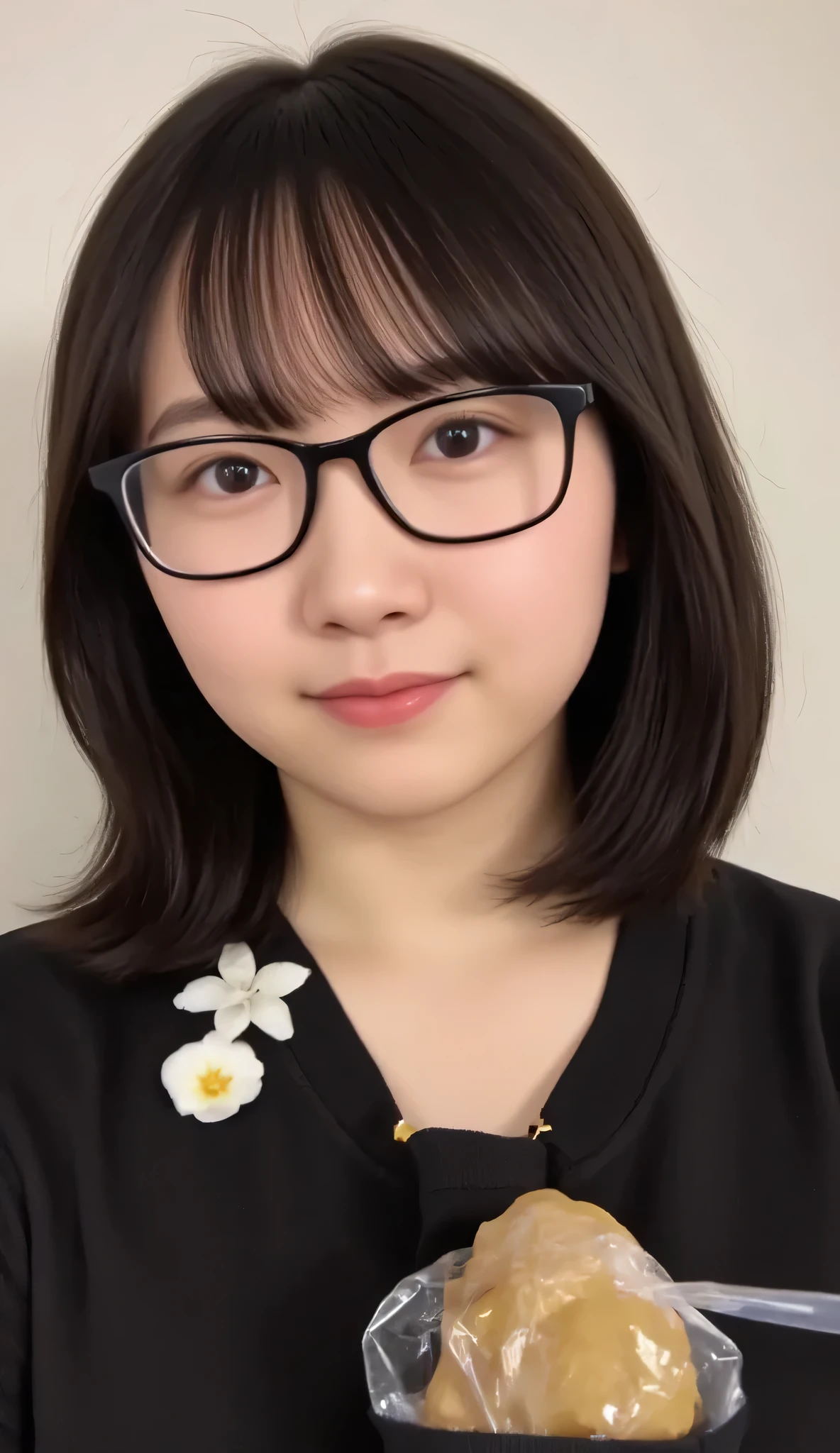 1girl, Solo, High Resolution, Masterpiece, Anatomically Correct, Accurate, real proportions, detailed skin, detailed face, Best Quality, real life style, black hair, bob hair, glasses, black clothing, portrait, tween