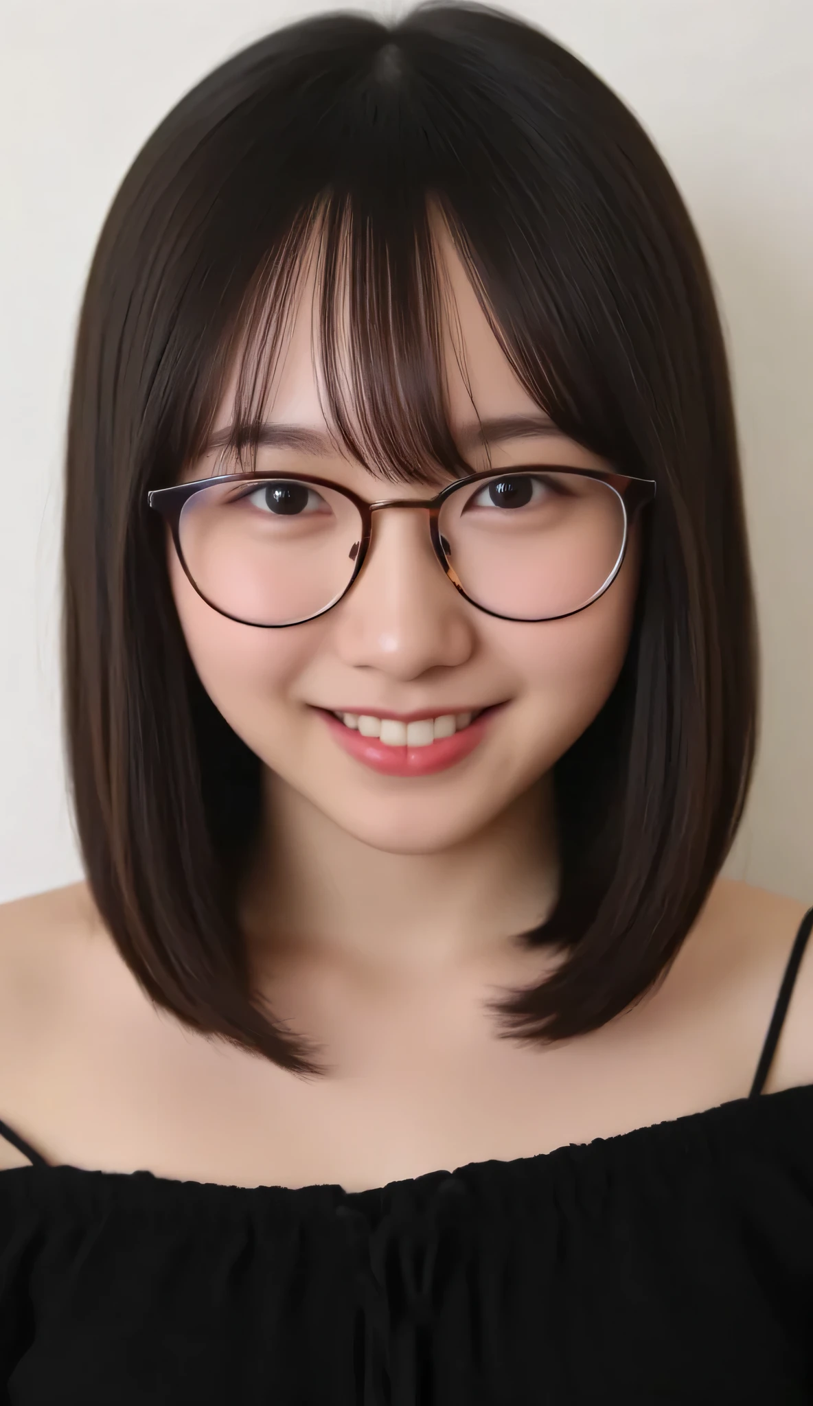 1girl, Solo, High Resolution, Masterpiece, Anatomically Correct, Accurate, real proportions, detailed skin, detailed face, Best Quality, real life style, black hair, bob hair, glasses, black clothing, portrait, tween