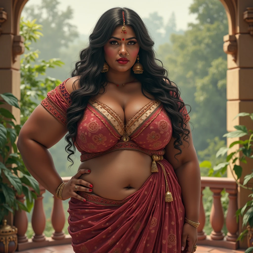 Indian girl, big bulky m-cup breast, wearing glasses, curvy plus size body figure, look at viewer, (cinematic:1.3), intricate details, (ArtStation:1.2)