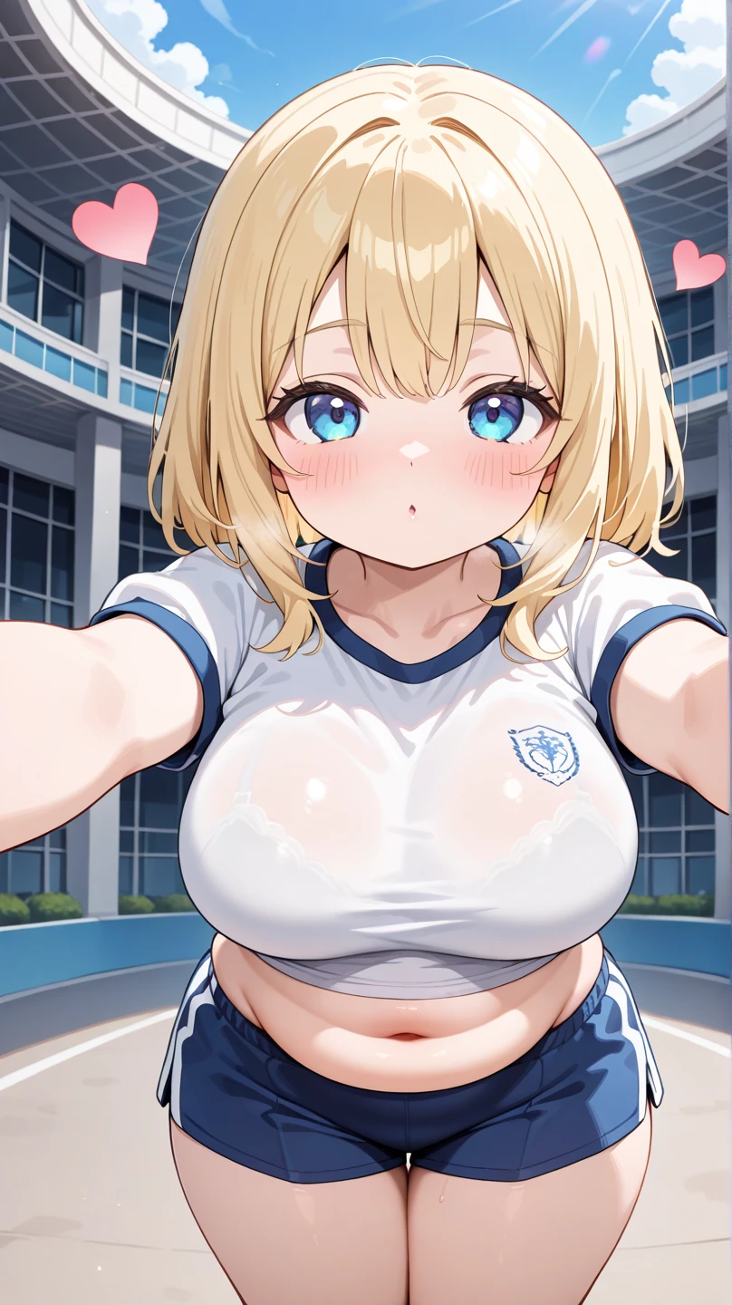 SilviaRichter, blue eyes, blonde hair, short hair, large breasts,, Live Stage, solo .nipple,