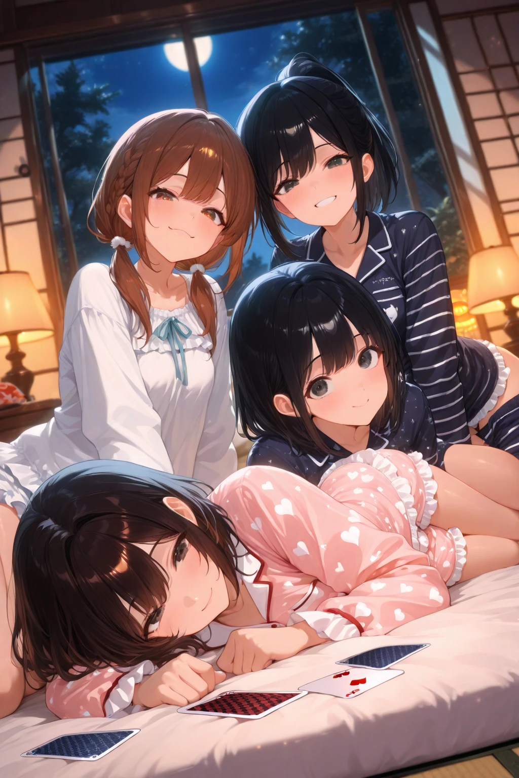Six 15-year-old princesses，Barefoot，Sleep together in bed，Wear underwear，Open the soles of the feet