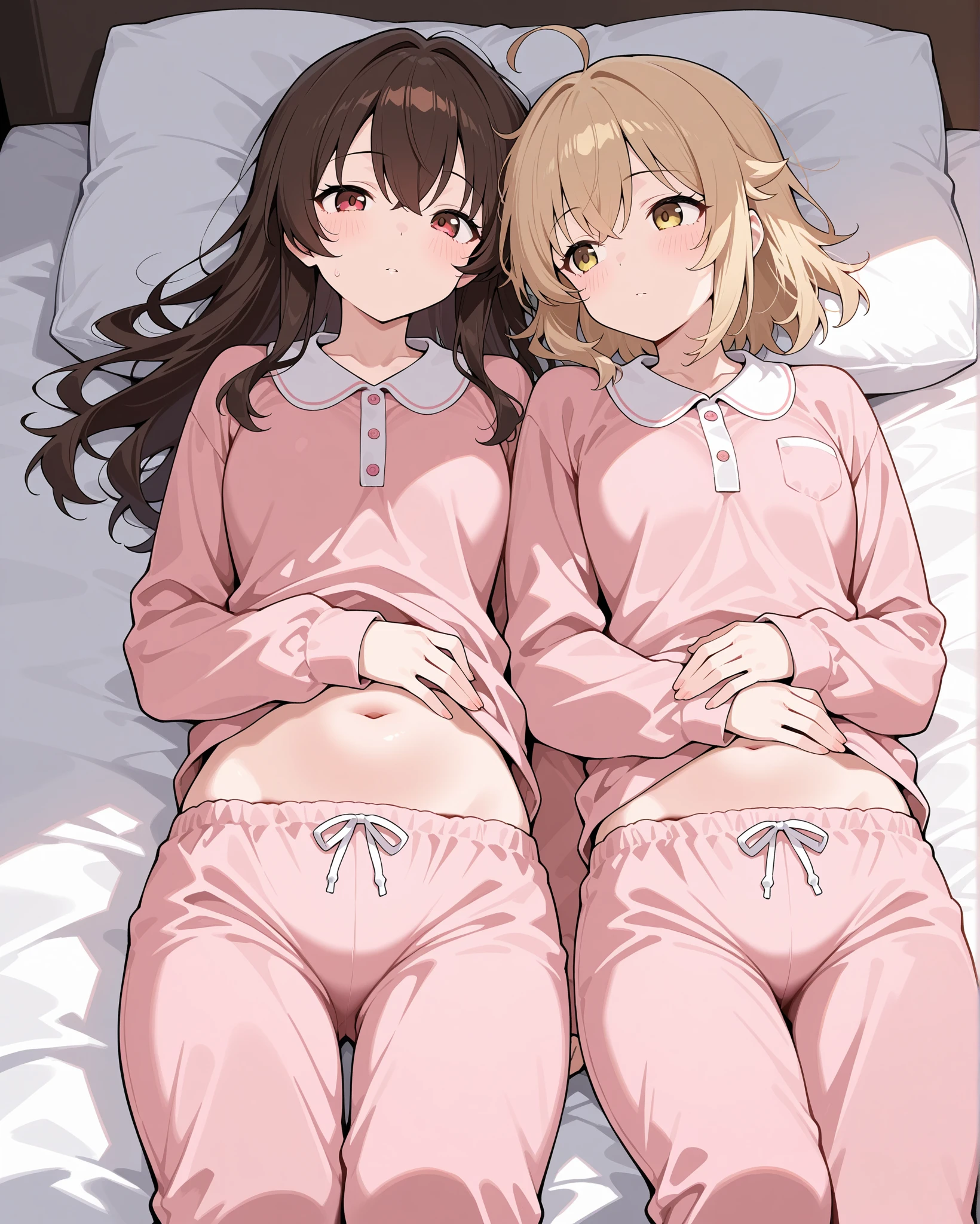 Your wife conjoined to your daughter fully clothed with their shared two headed body and scratching her crotch in bed. Your daughter is clearly embarrassed and doesn’t want to.