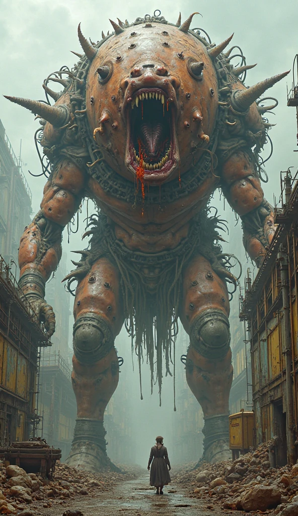 Tribe of humans awakely devouring the flesh of a human corpse that is torn apart