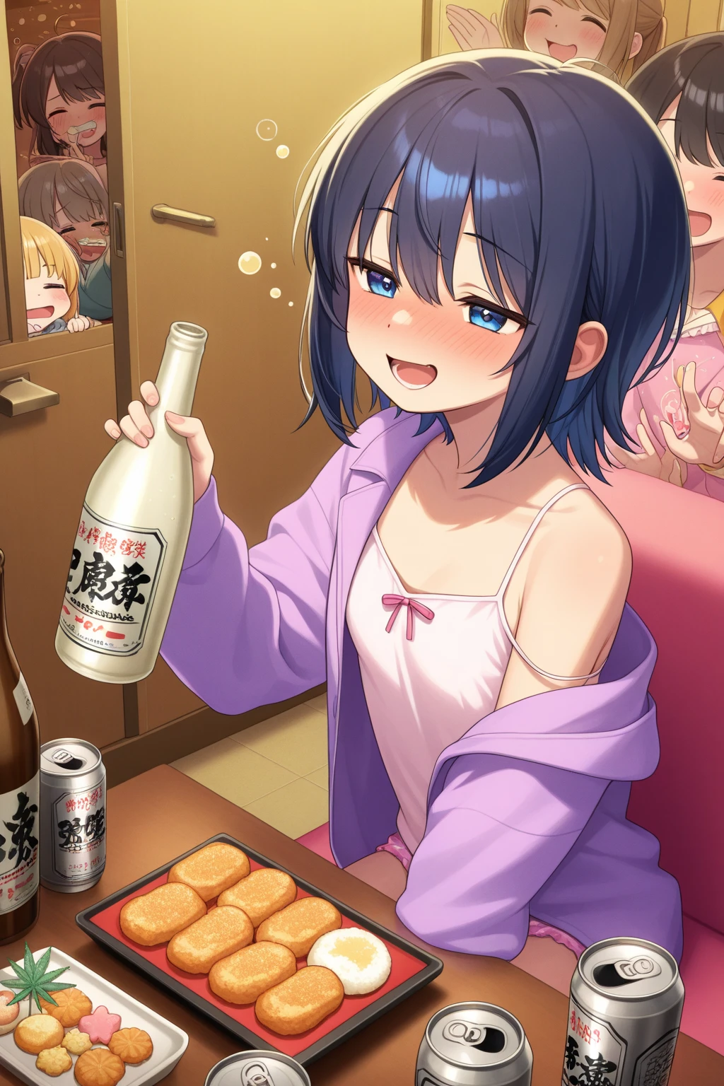 Haruna Sairenji, hair ornament, hairclip, (purple eyes:1.1), purple hair, short hair, swept bangs, (forehead:1.3),, empty eyes Running, wearing nothing, big anime eyes, , shiny hair, bare-skin, navel, the groin, BREAK in front of convenience store, large breasts、 Nipples, nsfw, nipple , Heavy snowfall, solo, Peeing, lactation, projectile lactation (Sweating profusely, Love juice, Wet Woman, female ejaculation)