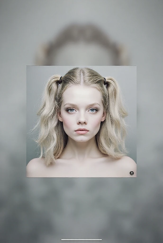 masterpiece, best quality, realistic, girl child hair BLONDE bun, long hair, SILVER JACKET, broad shoulders, small head, upper body, (white background: 1.3), mouth closed.