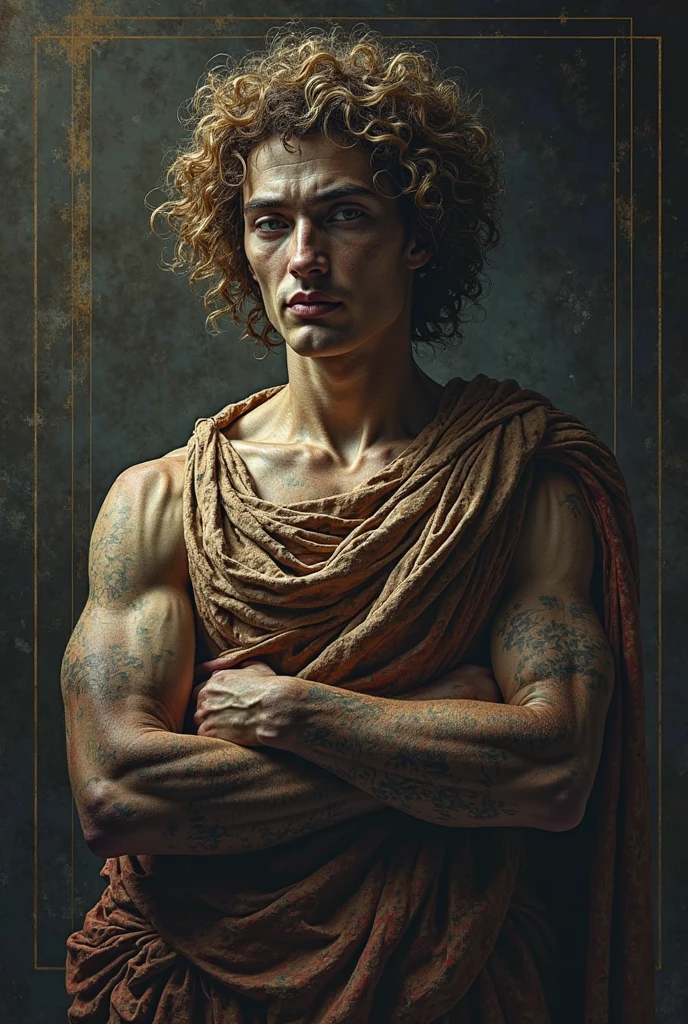 The male Apollo stands holding a pin, facing sideways with a charming gaze realistic