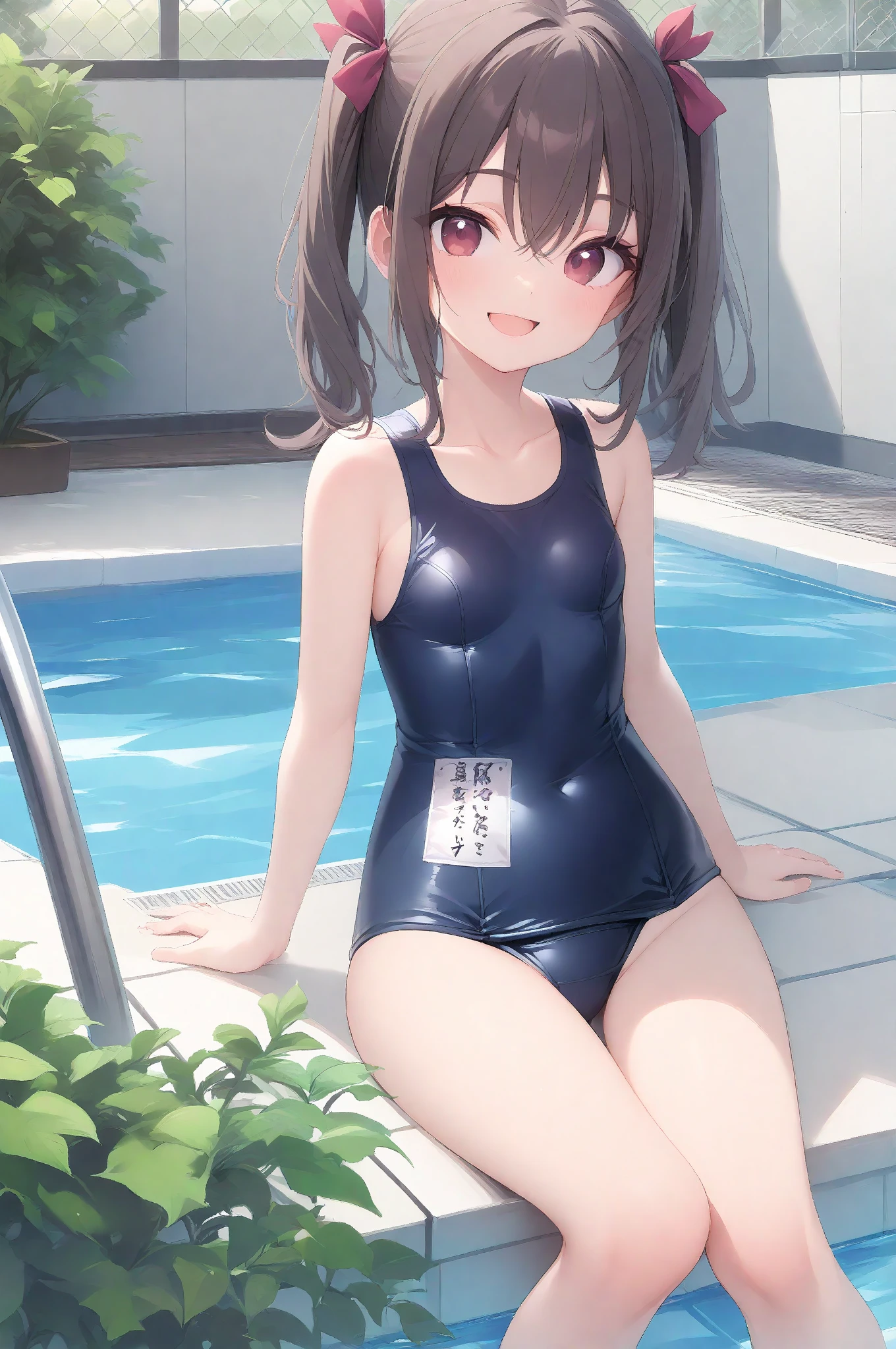 (1 girl), Little,messy hair, brown bob hair,,(rape face),, masterpiece, highest quality, ultra high resolution, 8k, professional lighting, photon mapping,,low saturation,Front view, full length, realistic background, shallow depth of field, perfect anatomy,((cute:1.8)),((10 years old:1.5))、(Poolside:1.5)、1 girl,(cute:1.8), perfect face, seriously,(nose blush)、(small breasts:1.8),10 years old,(navy blue school swimsuit:1.2),(cameltoe:1.2).(flat chest:1.5)、(bottomless),(asshole big anus:1.3), Detailed description vagina,Show butt hole、pain, (blush:1.5), Please think back:1.5, (open anus:1.6)、((spread your legs))