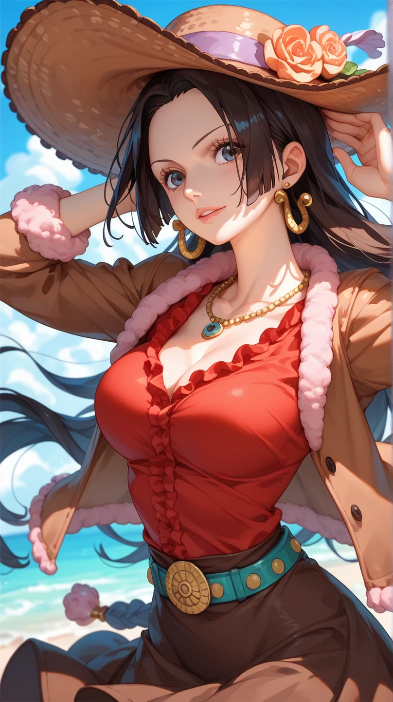 best quality, masterpiece, ultra-detailed, photorealistic, wavy hair, well-endowed, slim waist, wide hips, thick thighs, big gorgeous eyes, luscious lips, casual clothes, big city, anime realism by ayami kojima and donato giancola