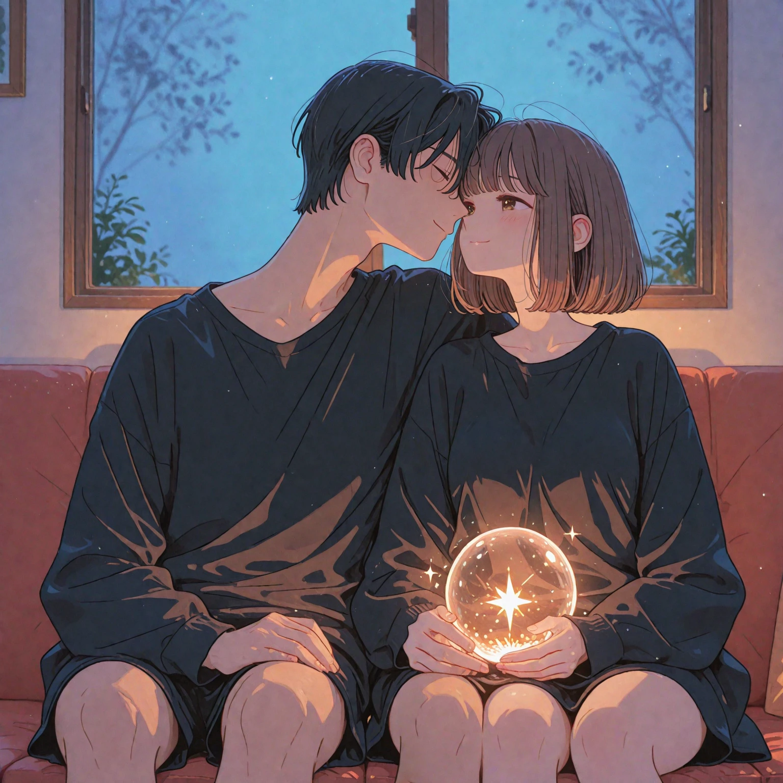 Boy and woman, beautiful woman, kissing each other with passion, in a bedroom, bright room, candles lit, night time,