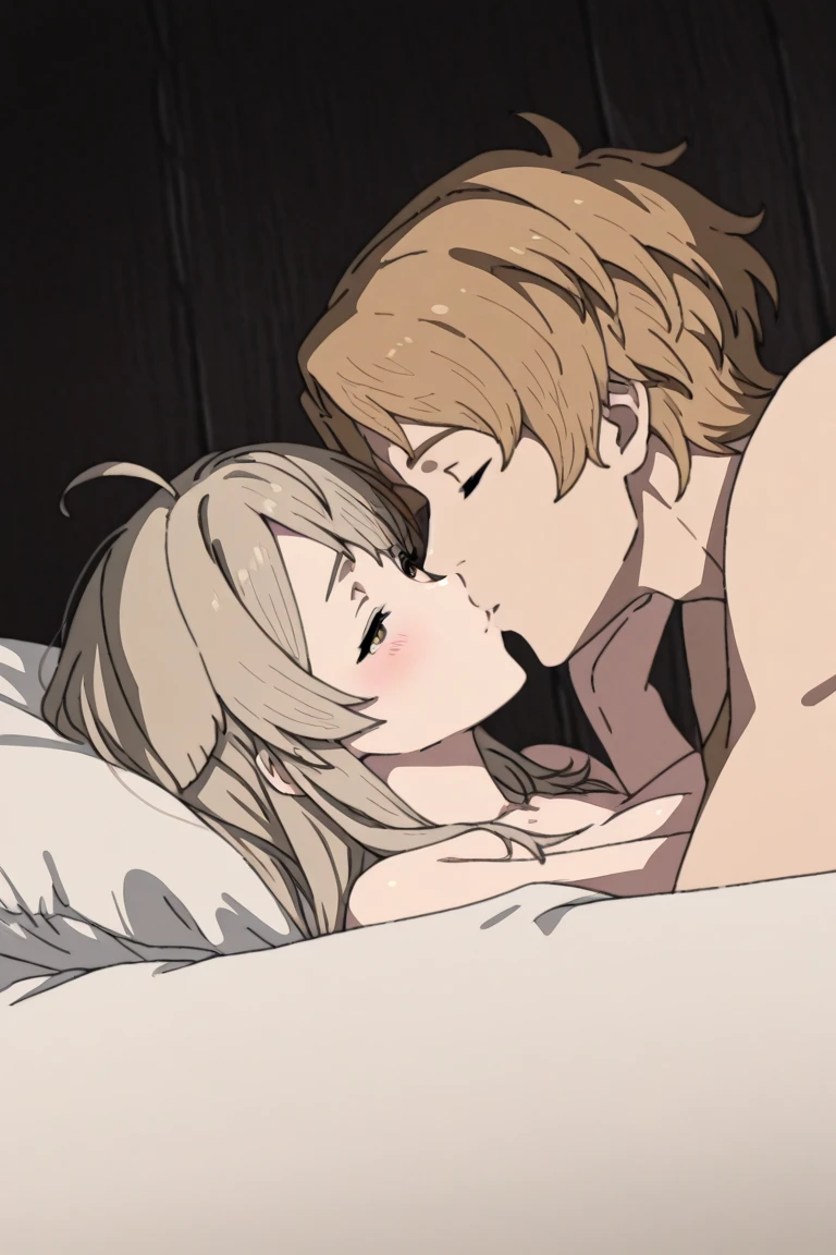 anime scene of a couple of people in bed with a mirror, colored manga panel, coloured manga scan, color manga panel, close angle, close shot, in the bedroom at a sleepover, rule 34, very close shot, closeup shot, colored manga, full color manga visual style, yaoi, close scene, colored sketch anime manga panel