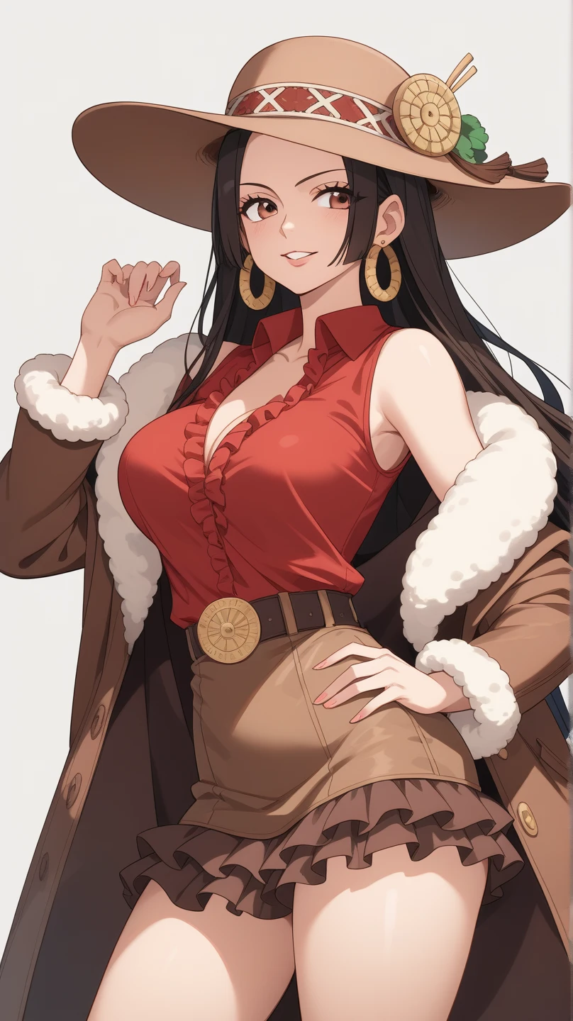 A bohemian artist, with a free-spirited vibe and a love for eclectic fashion. She wears flowing, patterned dresses paired with colorful scarves and oversized sunglasses, big tits, deep cleavage, bare tummy, thick thighs, slim waist, erotic expression, shy, gorgeous. Her hair is long and wavy, adorned with beads and feathers, and she carries a worn leather satchel filled with sketchbooks and paints. She exudes creativity and a carefree attitude.