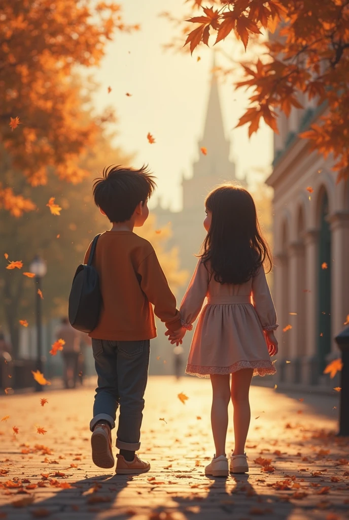 A photo of a boy and a girl meeting each other on October 11, 2022