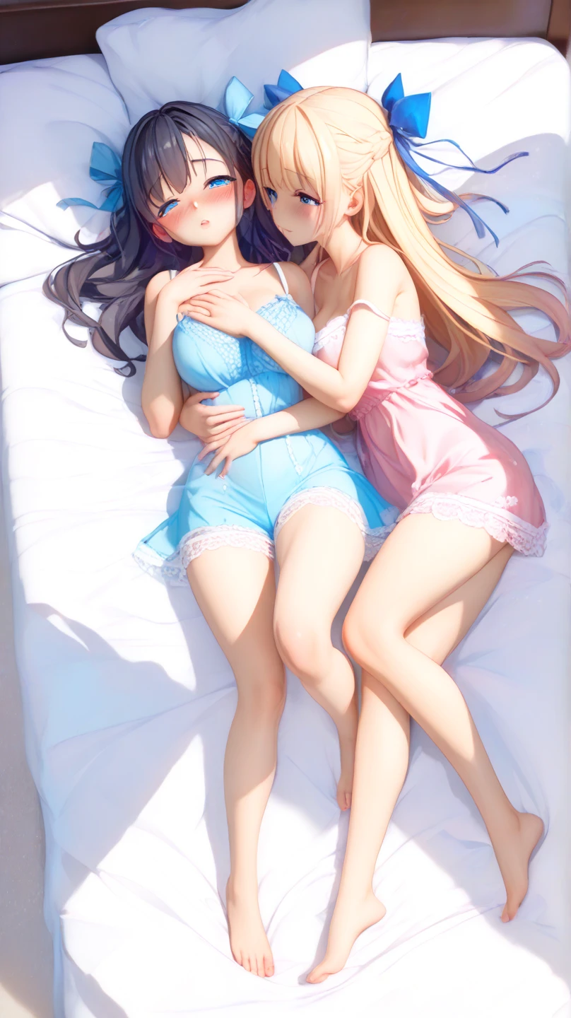 1 girl, the best, masterpiece, HD, (whole body), Symmetrical, alone, (whole body from head to toe), ((moro liberation front)), Slingshot bikini, unrealistic, (( camel toe)), ((((translucent bikini)))), ((((translucent)))), ((((transparent)))), (((transparent clothing))), whole body视图, Gaze towards the camera, ((Isometric pillow diagram)), ((dakimakura)), (Lying in bed),Physically based rendering, beautiful women, Perfect body, Smile, bedroom, Giant breast, barefoot, toe