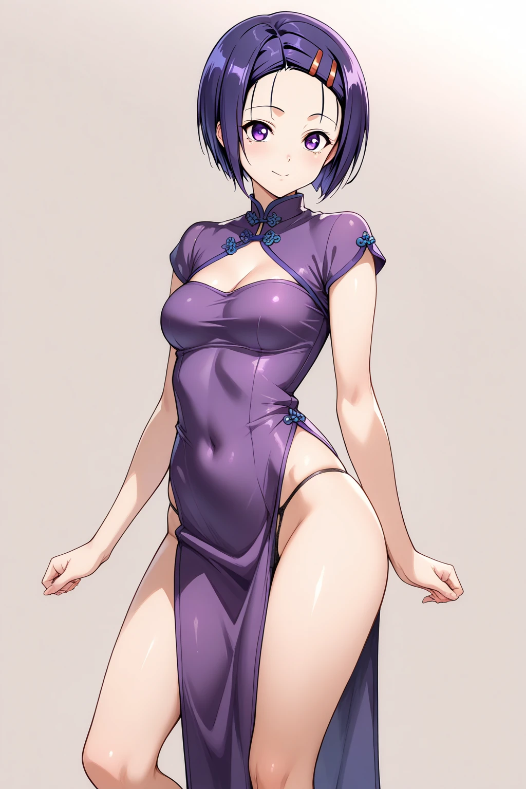 (((beautician))), (((PINK Underwear))), (((Slender figure))), Red hairpin, Light purple hair, Medium Hair, The highest image quality, hightquality, high detailing, 超A high resolution, 8K, depth of fields, Cinematography, intricate detailes, Elaborate, meticulous, Magnificent, Maximum Detail, Extreme beauty