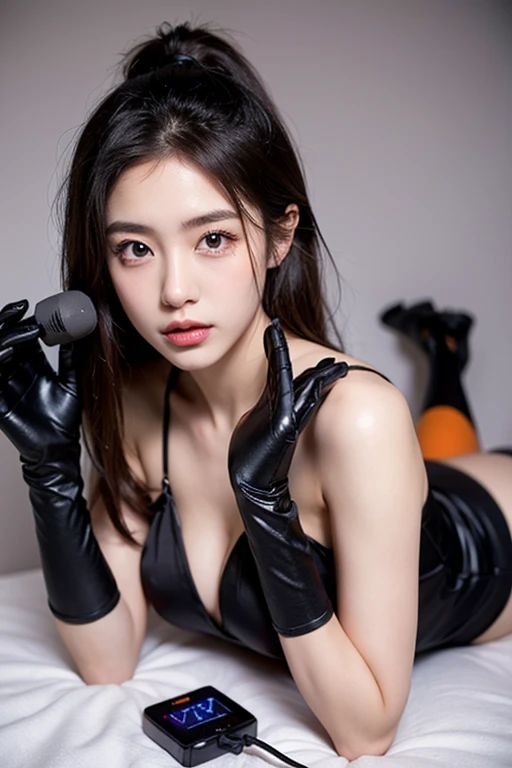 araffe asian woman in a black dress and pink gloves, , jisoo of blackpink, ruan jia beautiful!, jisoo from blackpink, xianxia, li zixin, xintong chen, dilraba dilmurat, lu ji, portrait jisoo blackpink,