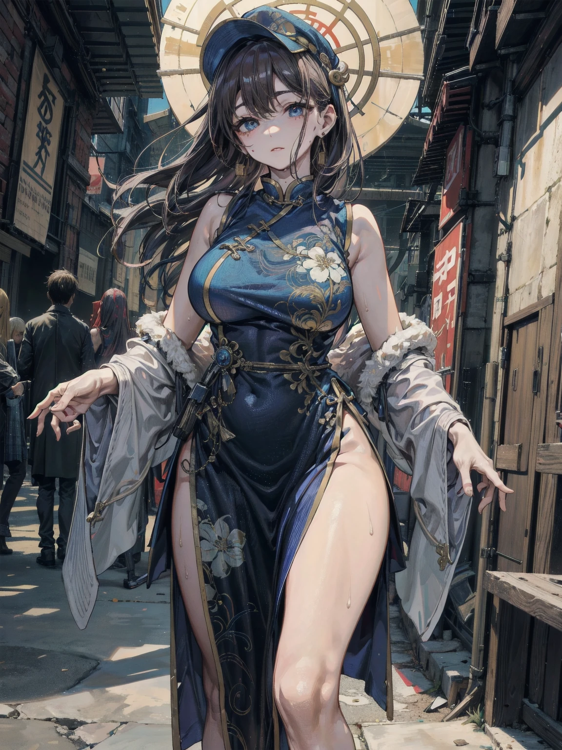 Exposing breasts、pierced nipple