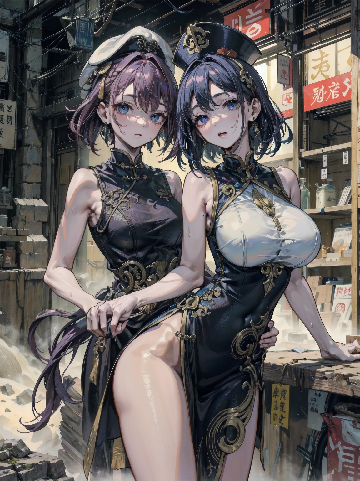 (((8K,2 thousand.))),(tmasterpiece))), (((beste-Qualit))), (Ultra-detailed) ((highly detailed CG illustration)), ((Extraordinarily gentle and beautiful face)),,a 1girl,( ConceptArt) , , (tmasterpiece:1.2), (beste-Qualit:1.3), (One backstory, whitebackground: 1.3),((((CHARACTERS OF THE POST-APOCALYPTIC WORLD OF THE WASTELAND)))), (( Characters: WANDERERS, RAIDERS)), ((((( концепты MAD MAX))))), (( beatiful face)), (( high-quality face)), ((((Absolutely beautiful anime eyes of absolutely all characters)))) ,((( No underpants)) , Pose for a character concept, (((( Post-apocalyptic wasteland)))), ((( Extremely embarrassed face))), ((( agitated face))) ,(((A character in the world of the post-apocalypse))) , (((Letter - pcrchonej))), ((( Detailed study of the concept of character))) , ((Page design)) , ((( different emotions))), ((((Everyone is naked)))), (((( All with red, shy faces)))), (((Average Breasts))), ((crotch close-up ) ), ((One girl close-up)),((((Maximally Simple Anime Style)))), ((((Naked)))) , ((((Perfect anime faces)))), (((A sharp reaction closes completely naked genitals and nipples with your hands )))