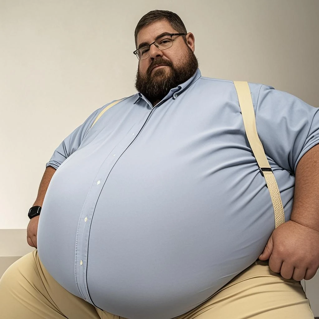 ((speed painting))+++ , palette knife painting, painted in impressionist style, brushstroke painting technique, large strokes, portrait of handsome mature man plump chubby morbid extremely thick thighs bulging belly fat), older man, gray hair, white man, ( wearing,boots,stubble,police chief,bage,beard,old man,indoors,necktie,sitting,spread legs,), bulge, detailed glade on clothing, (fat and corpulent: 1.3), full beard very long, looking at the viewer, handsome man, detailed eyes, symmetrical face, mischievous smile, robust, mustache, longer hair, his body is lying sideways on the floor, front view.(masterpiece), top quality, photorealistic, hyperrealism, absurdres, tack sharp, subsurface scattering, 8k, HDR, 35mm, professional photography, RAW