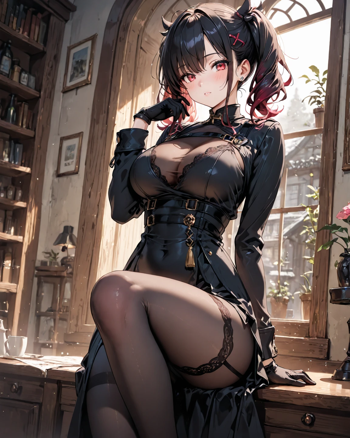 (((masterpiece)))、((highest quality))、(super detailed)、(CG illustration)、(very beautiful girl))、cinematic light、((1 Mechanical Girl))、 SF、Apocalypse、Erotic grotesque、graduate School(beautiful and luxurious:1.2)、(1 girl:1.3)、facing the front,short hair,Corset Belt,high waist skirt,Very long hair