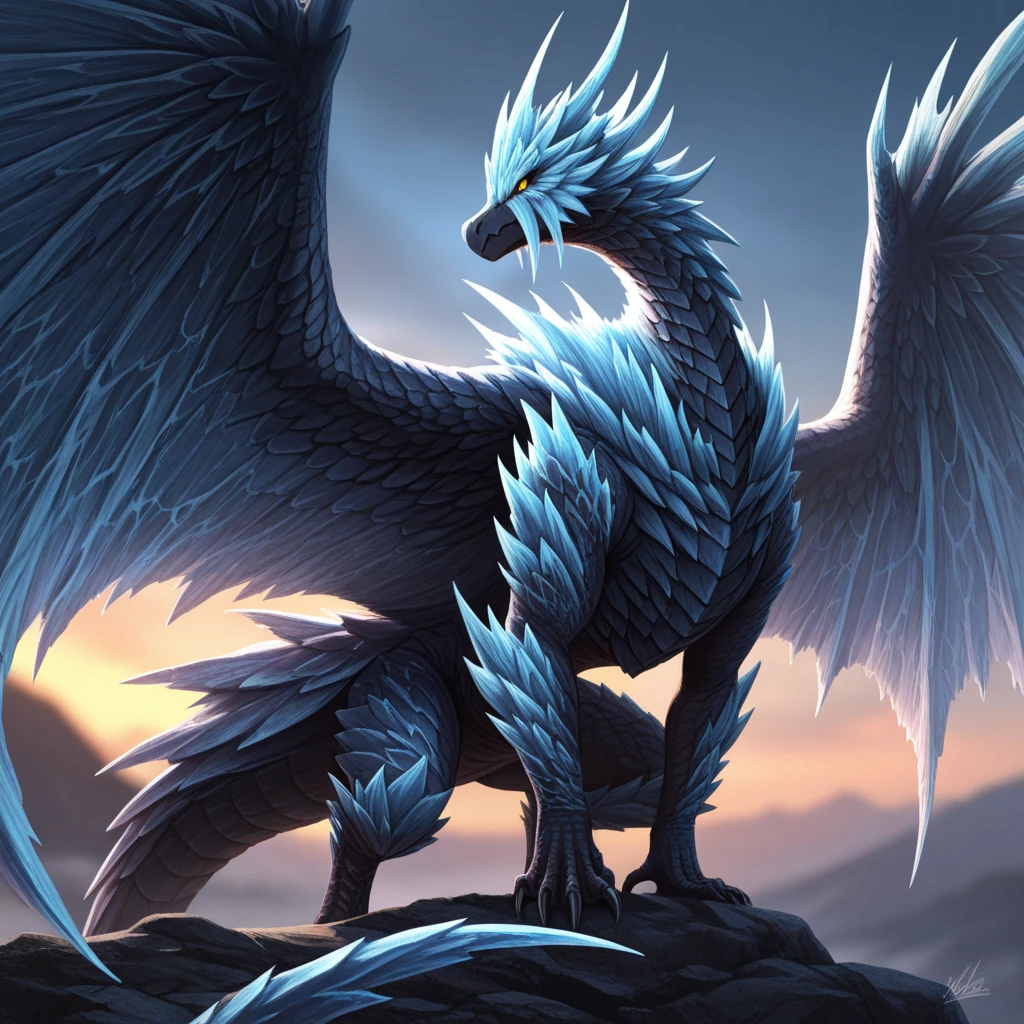 extreme long shot, heroic view, BREAK, A silver dragon with (2 wings) on a cloud shrouded mountain top, ((((falling snow )))), BREAK, BREAK, mystical creature, realistic, ultra detailed, majestic, masterpiece, dynamic pose, sun rise lighting, snowy mountain top background
