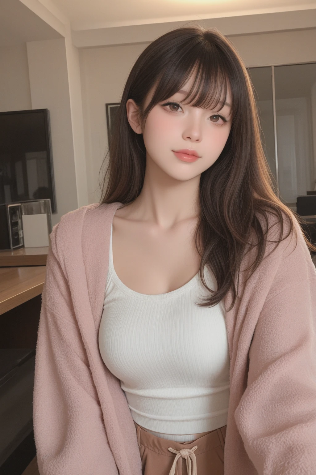Graduation Ceremony、high school girl、uniform 、Beige jacket、Checkered pleated skirt、White shirt、Bedroom、Lying in bed、Perfect proportions、cute、((18-year-old female:1.2))、Young and adorable Japanese face,Big Breasts, valley, Official Art,Highly detailed CG Unity 8K wallpaper,(masterpiece:1.0),(Highest quality:1.0), High resolution,4K,Very detailed, photo shoot, 8K, nsfw, High resolution, Kodak Portrait 400, Film Grain, Lens flare brilliance, Professional Lighting,Cinematic Light, View your viewers