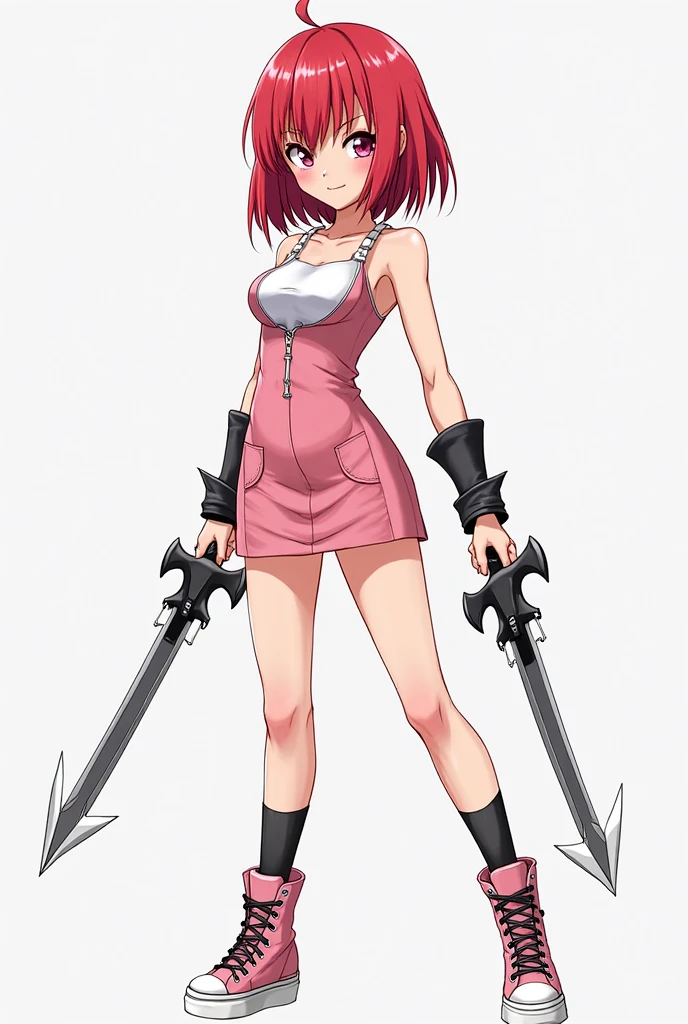 best quality, intricate details, full body, standing, cute pose, smirking, evil look,  

1girl, long hair, red hair, messy hair, red highlights, hair over one eye, blue eyes, sharp eyes,sharp teeth, fiery eyes,

choker, torn legwear,

hakos baelz,   <lora:hakos baelz:0.8>  

 <lora:strapOnDiffusionNow_v102:0.8> strapon penis, 

background is a bedroom, clutter, bed, anime figures, bookshelf, video games, computer, chair,